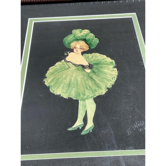 Antique 1904 Painting Can Can Show Girl Artist Signed Green - Picture 2 of 14
